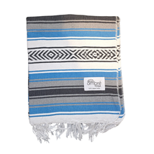 Load image into Gallery viewer, Blue and Black Organic Cotton Blanket