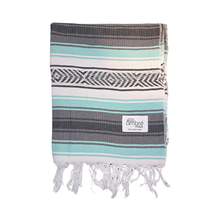 Load image into Gallery viewer, Teal and Black Organic Cotton Blanket